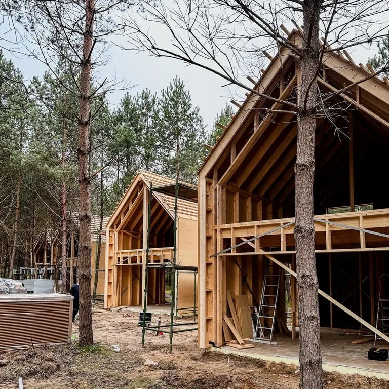 The cabins taking shape.