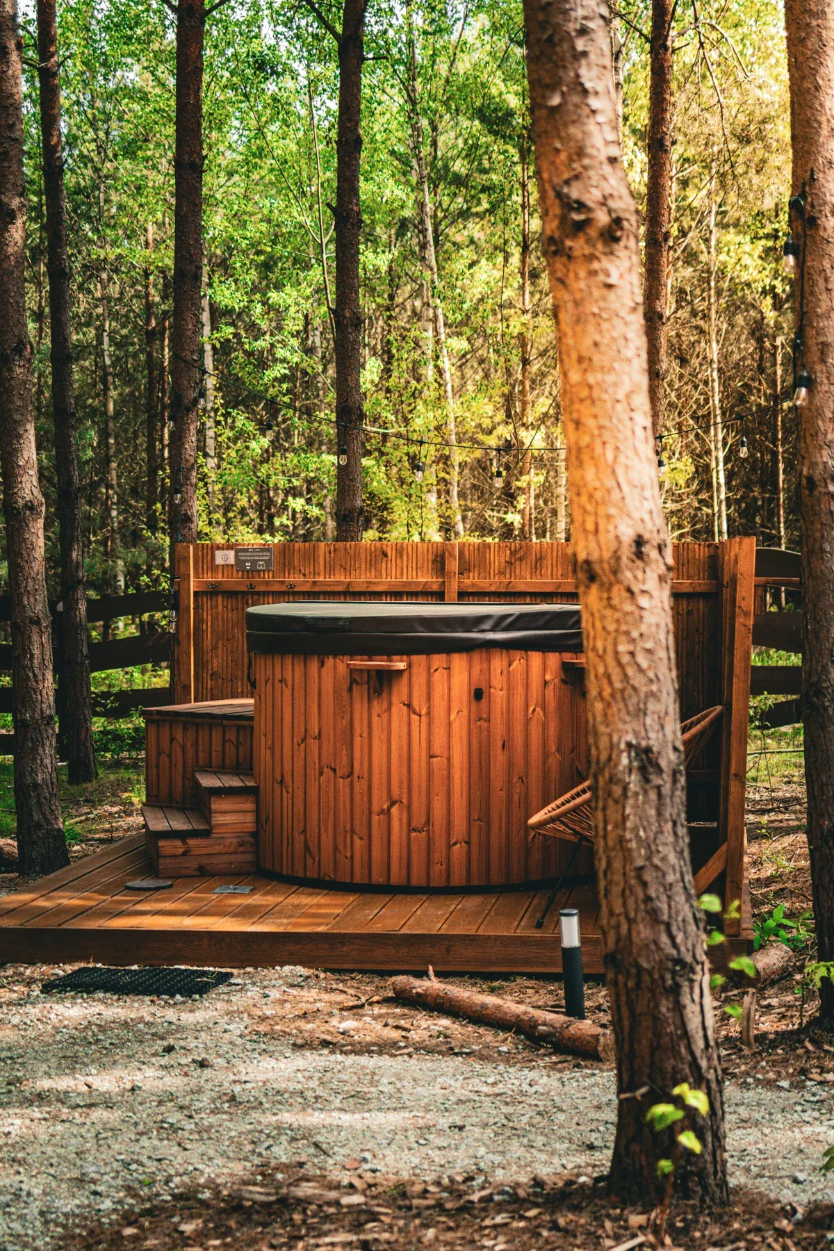 The hot tub and sauna in daylight