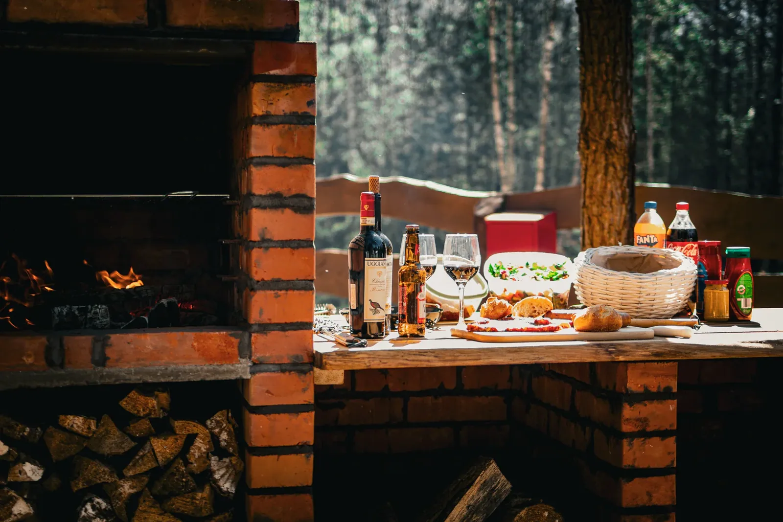A meal on the counter beside the shared barbecue