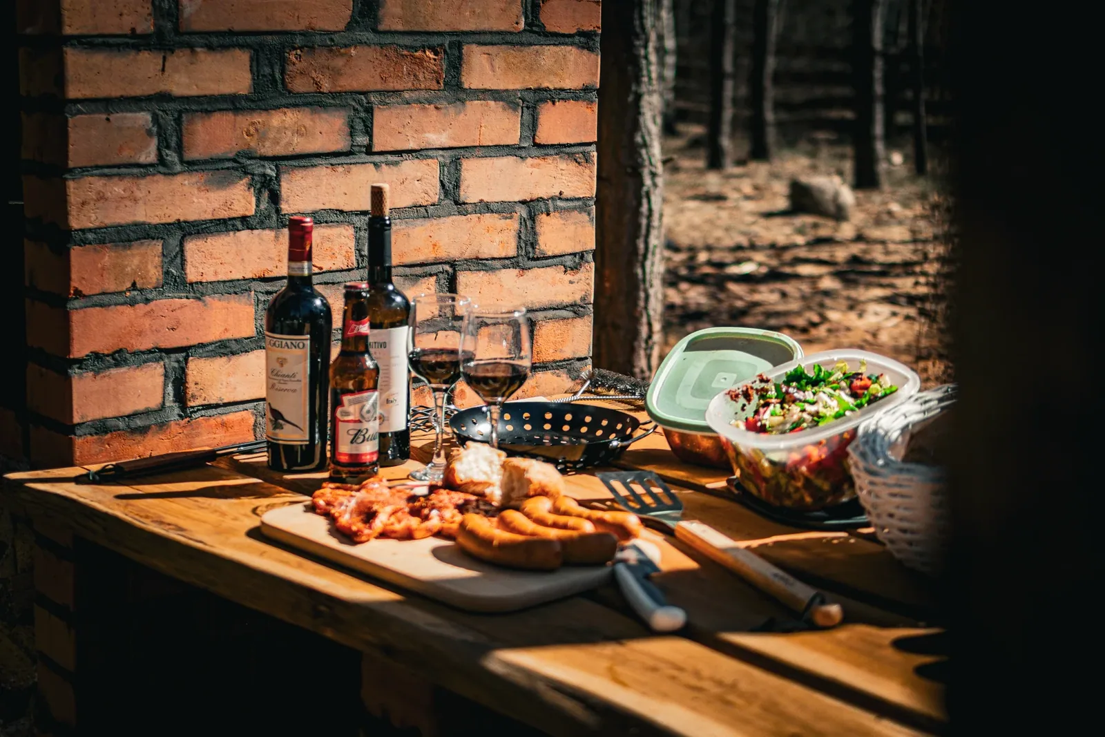 A meal prepared beside the barbecue