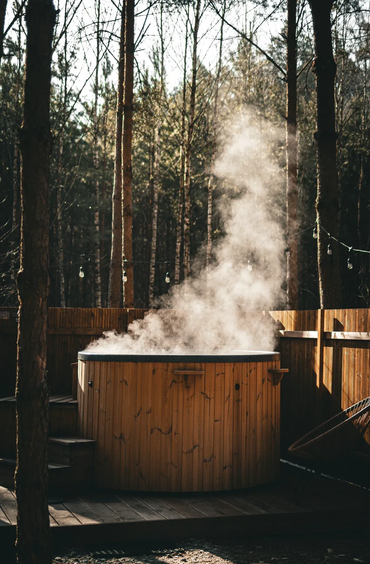 Steam rising above the hot tub