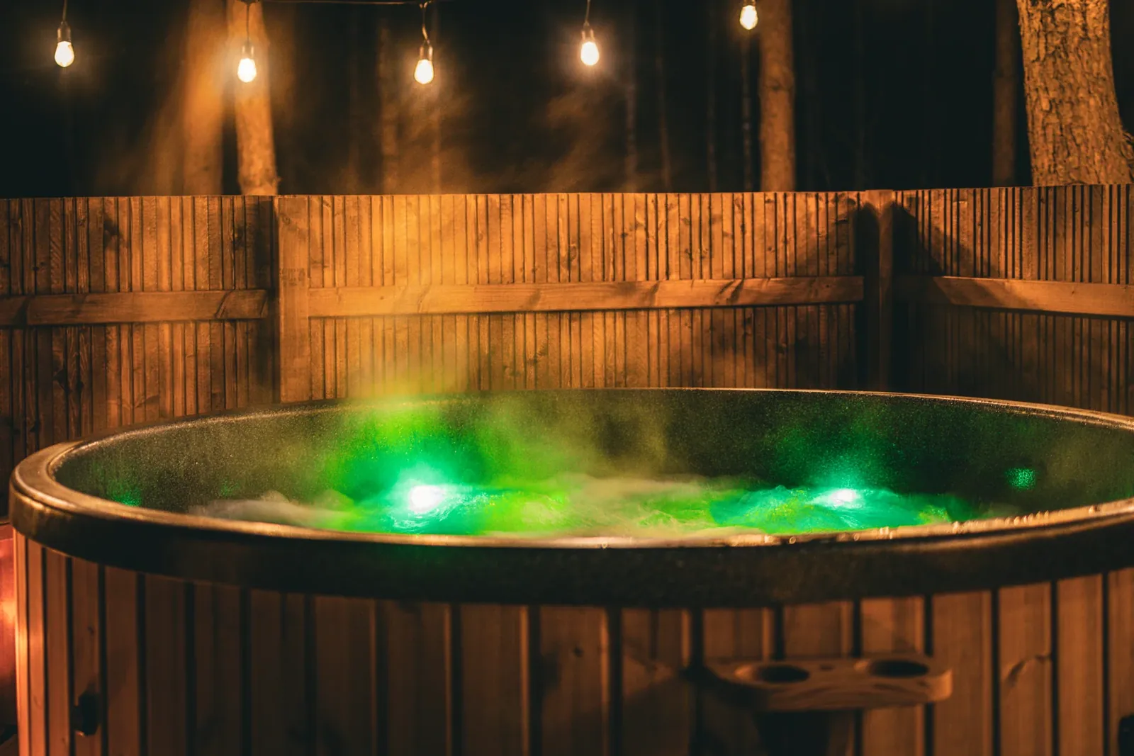 Illuminated water in the hot tub
