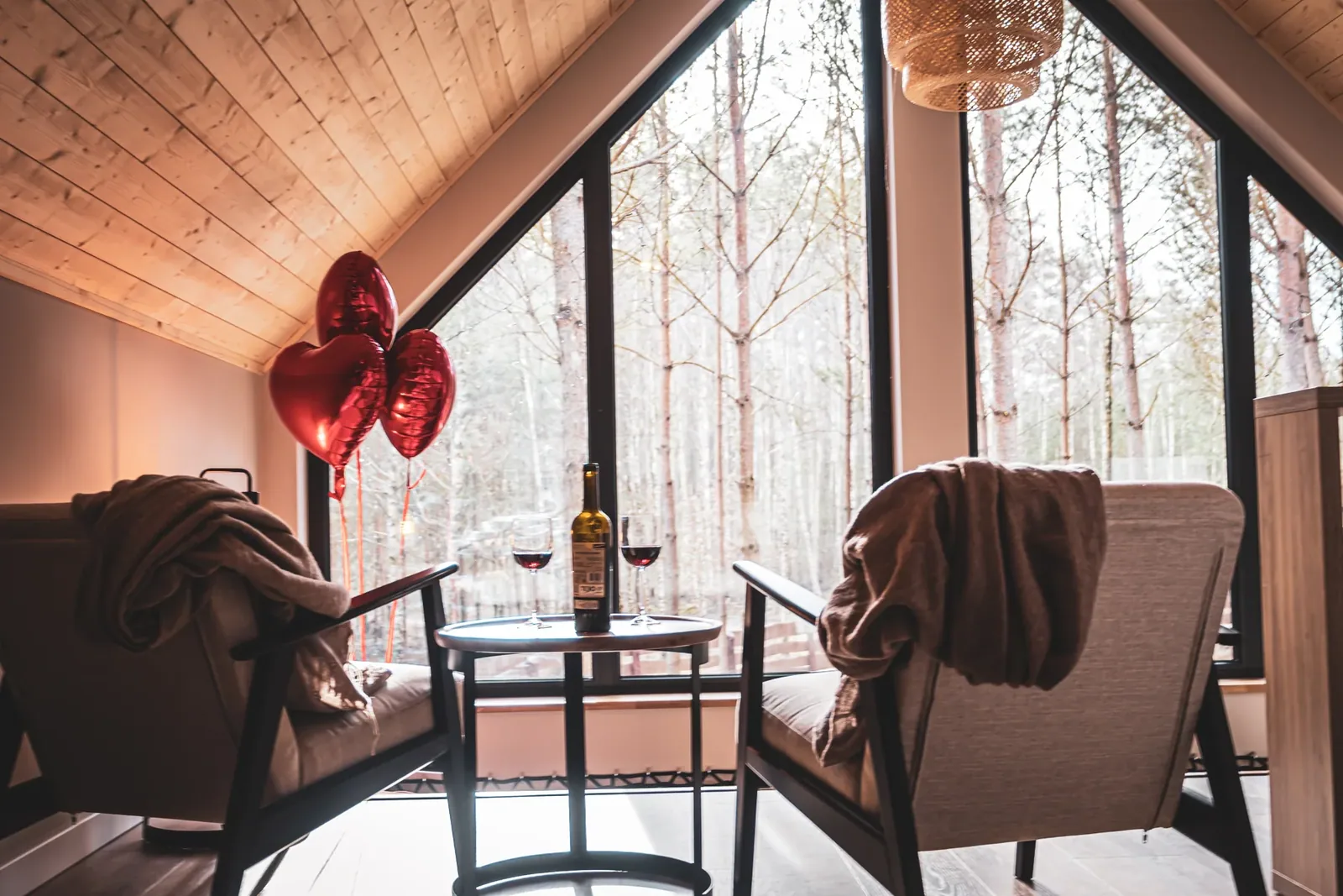 Valentine's decorations on the mezzanine