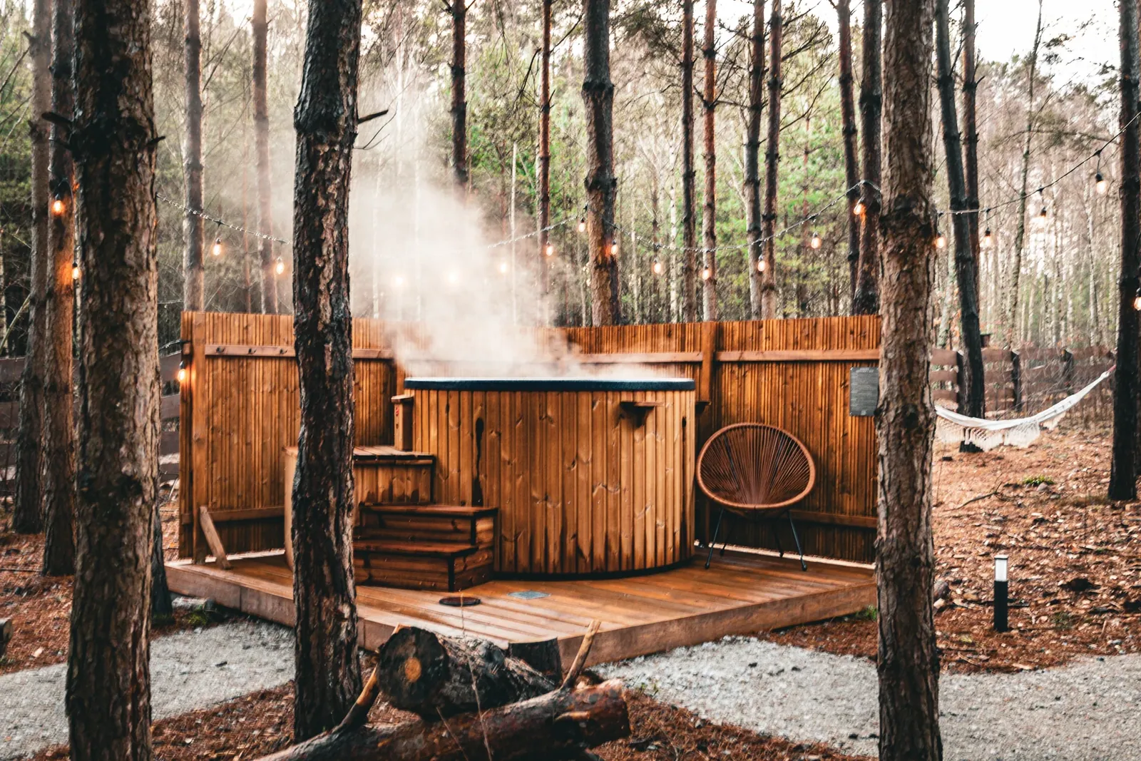 The hot tub on the winter spa terrace