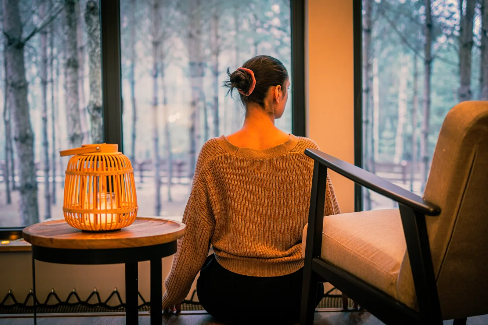 A moment beside the panoramic window