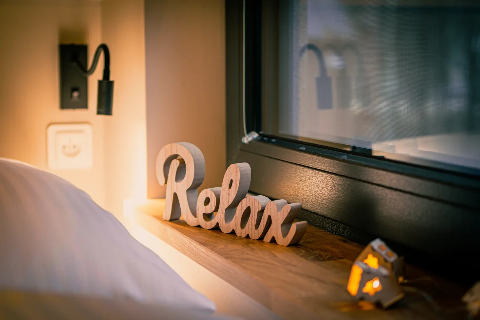 A festive detail beside the window