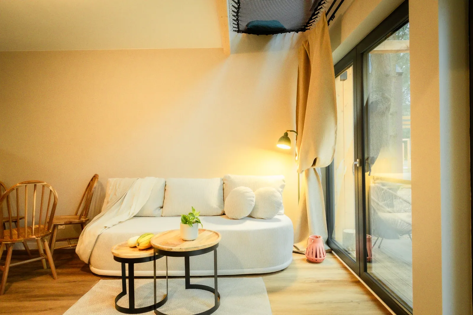 The living room opening onto the terrace