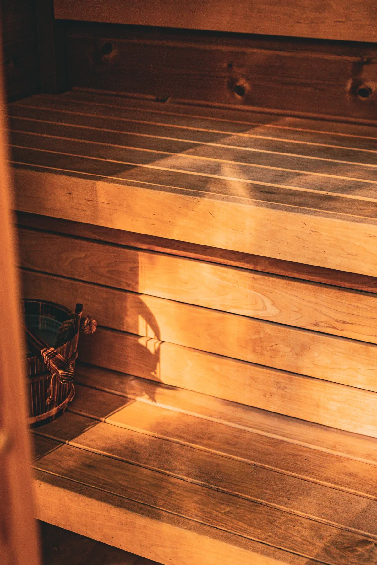 Sunlight on the sauna benches
