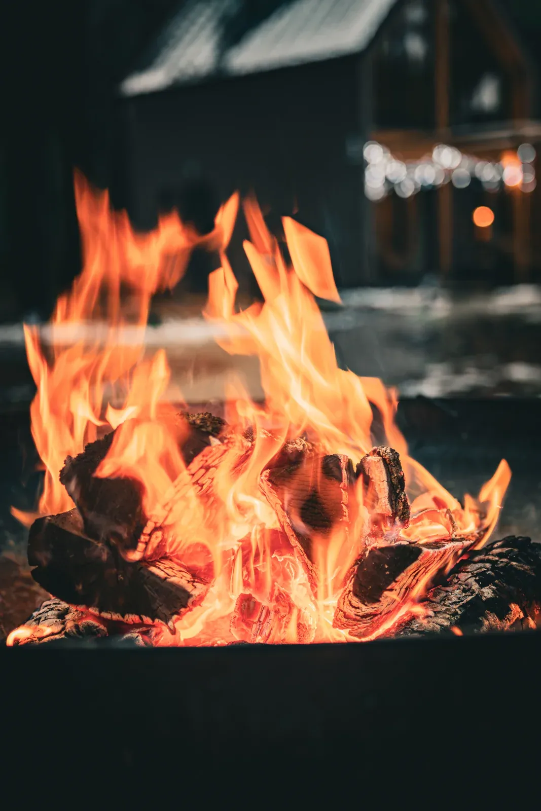 Flames in the campfire pit