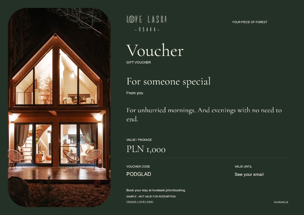 Night at Osada LoveLaski voucher design